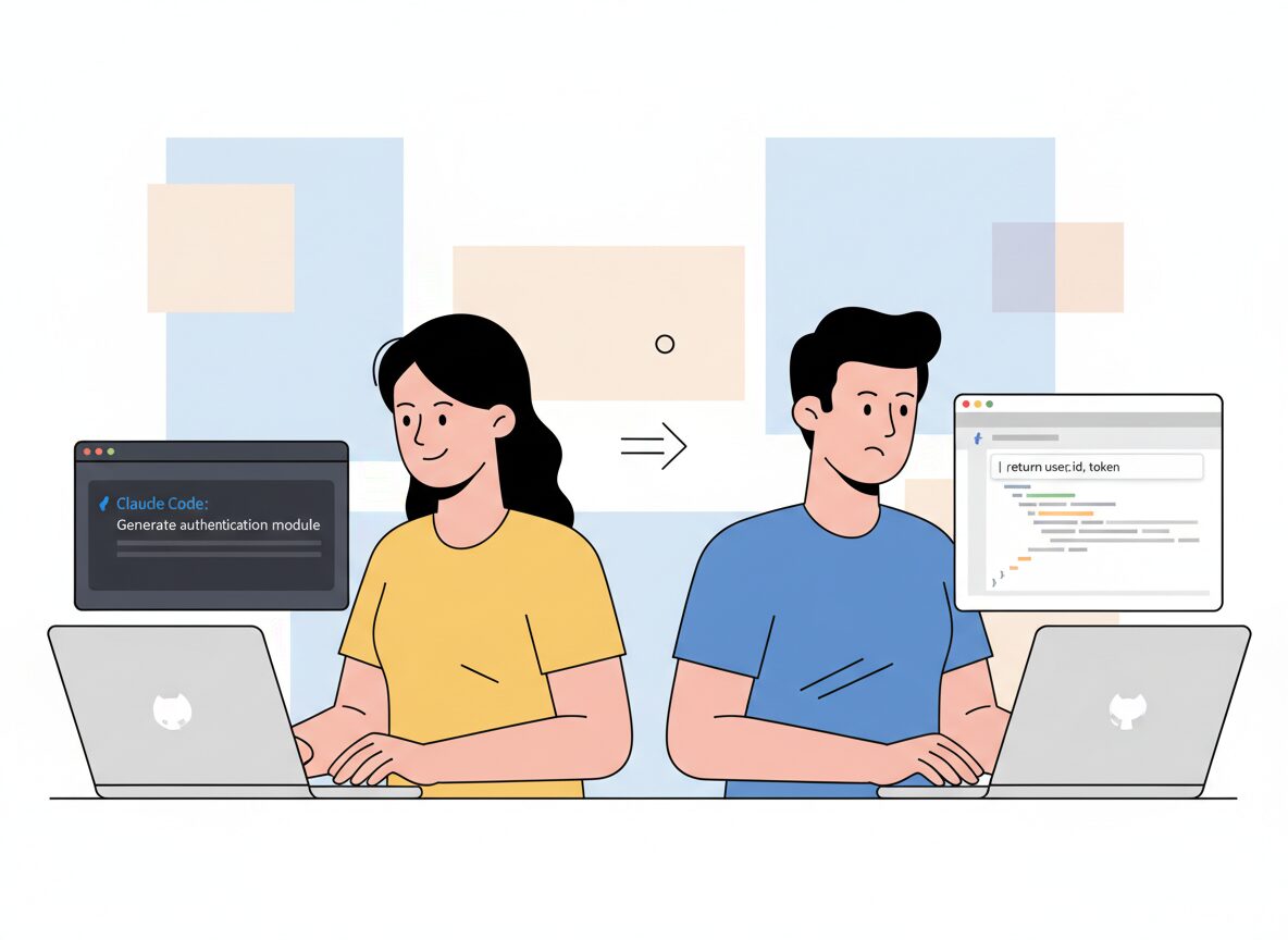 Claude Code vs GitHub Copilot を使い分けるエンジニアのイメージ