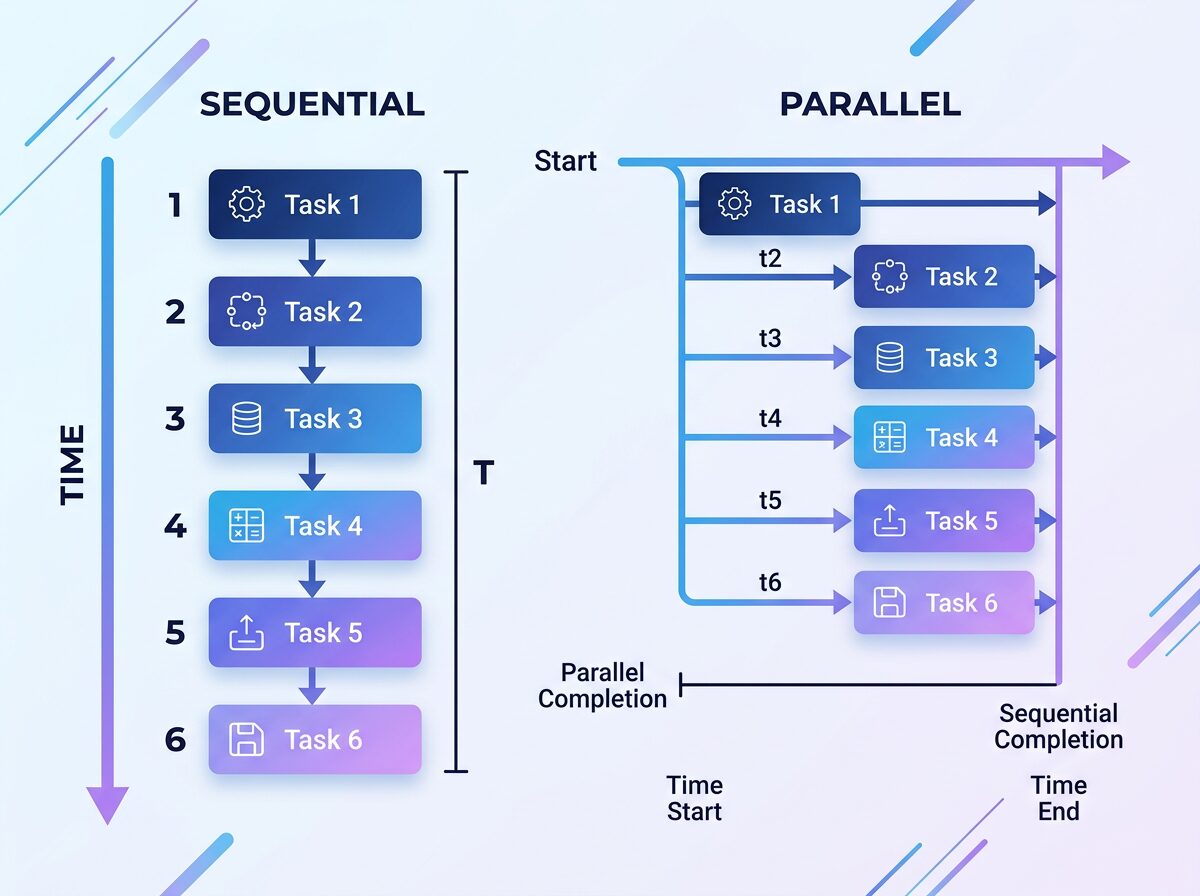Claude Code サブエージェントを使ったタスク分解と並列処理のフロー図