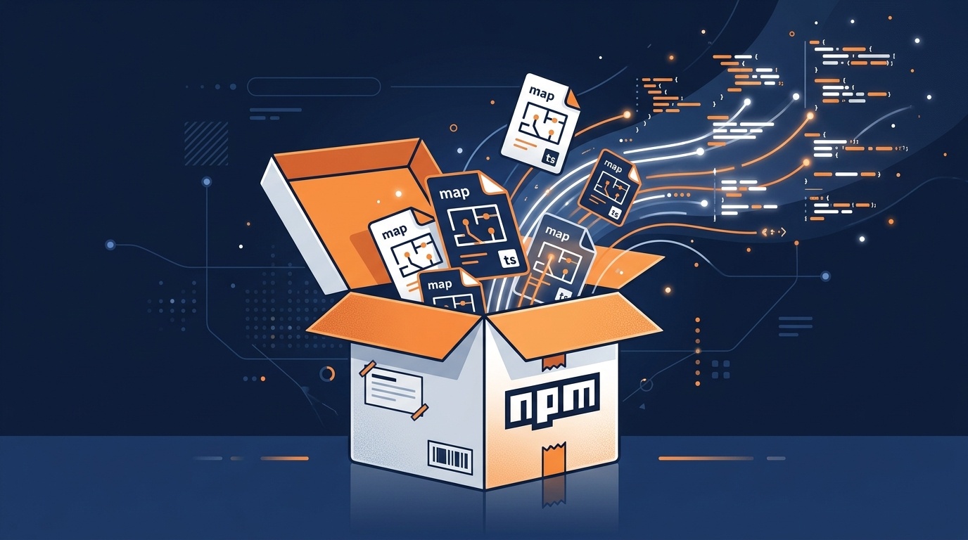 npmパッケージからsource mapとTypeScriptコードが流れ出すイメージ