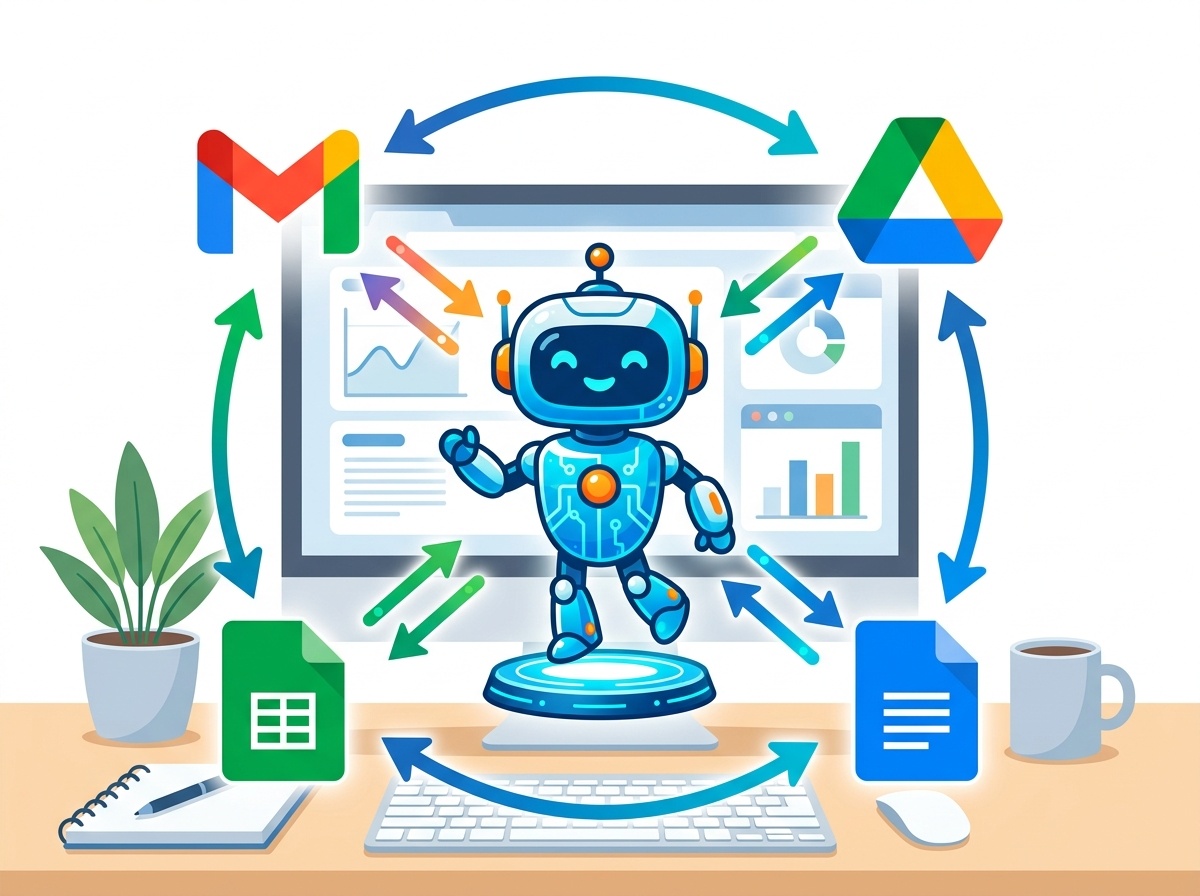 Gemini 業務活用における Google Workspace 統合のイメージ図