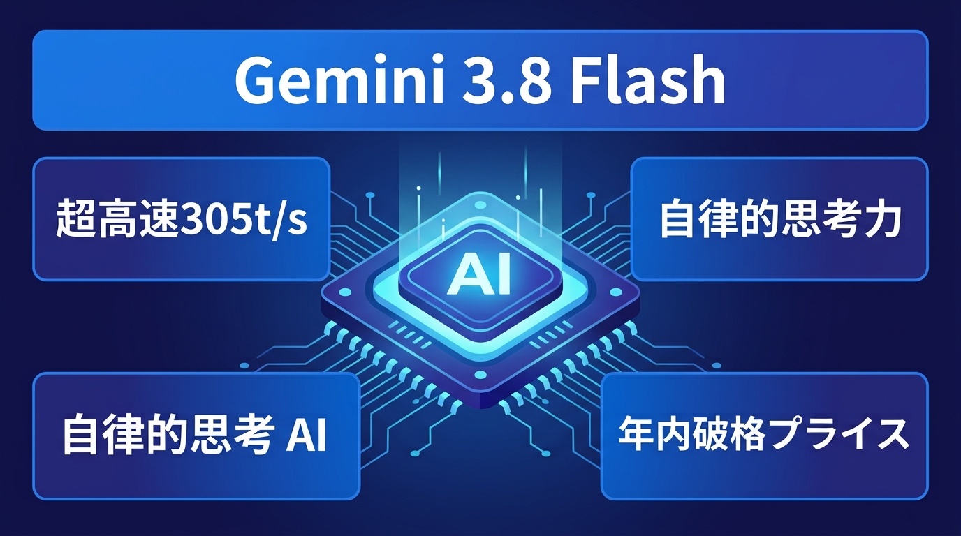 アイキャッチ: わずか3週間で電撃登場！『Gemini 3.8 Flash』は何が凄い？初学者のための衝撃進化＆コスパ完全ガイド
