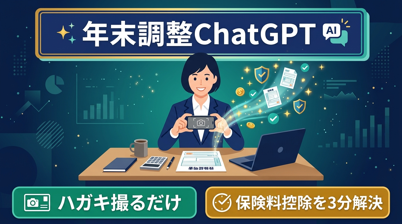 アイキャッチ: 【写真撮るだけ】もう年末調整で悩まない！ChatGPTで保険料控除の計算と申告書の書き方を3分で終わらせる魔法のプロンプト