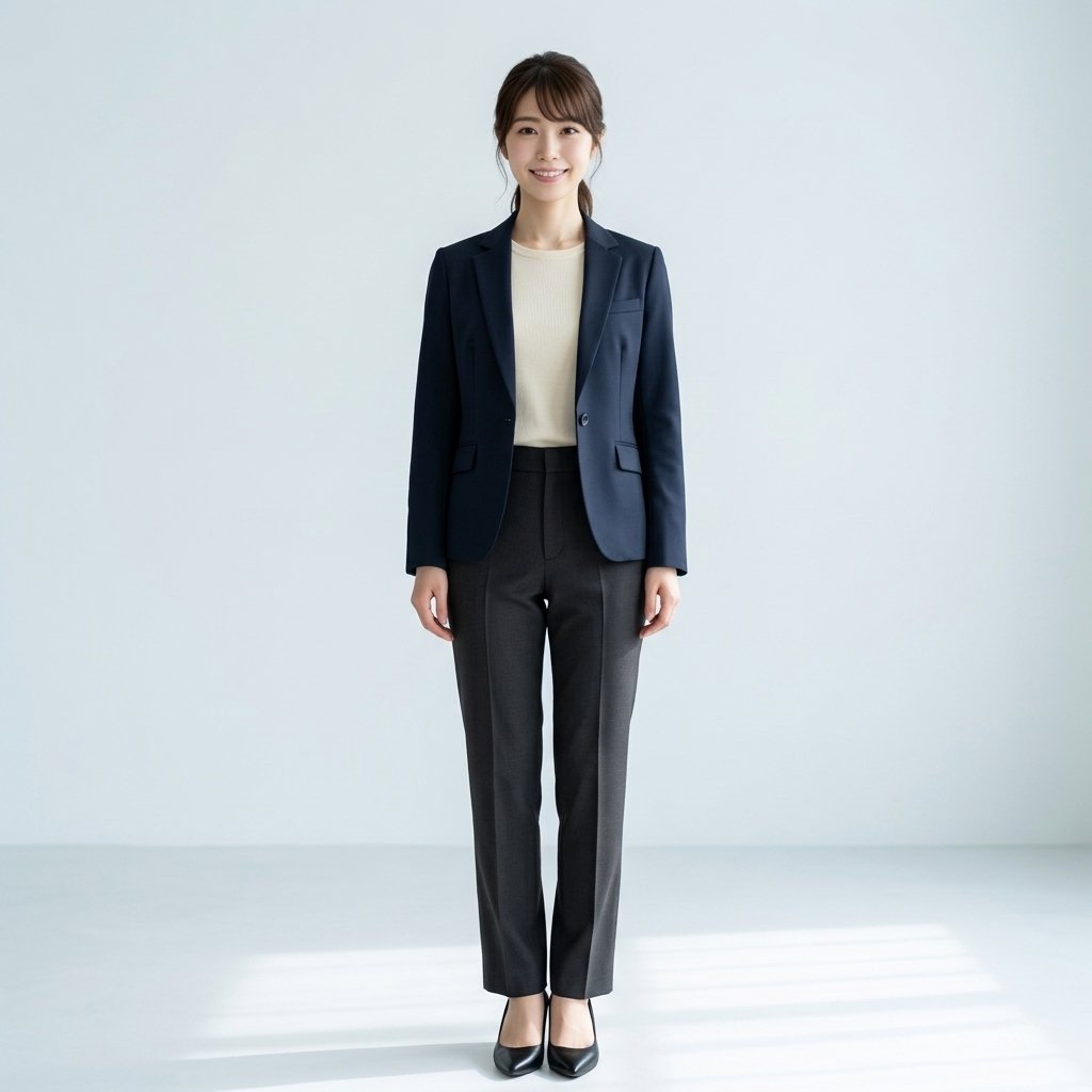 高瀬 美咲(みさき)(洗練オフィスカジュアル・知的系)の基準立ち絵・プロファイル