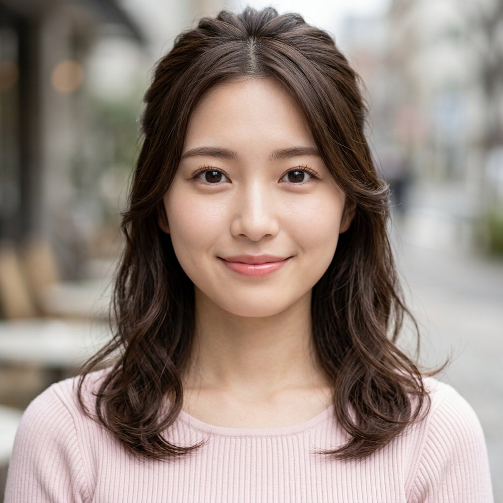 綾瀬 美月（みづき）の透明感あふれる美肌と瞳のバストアップ写真