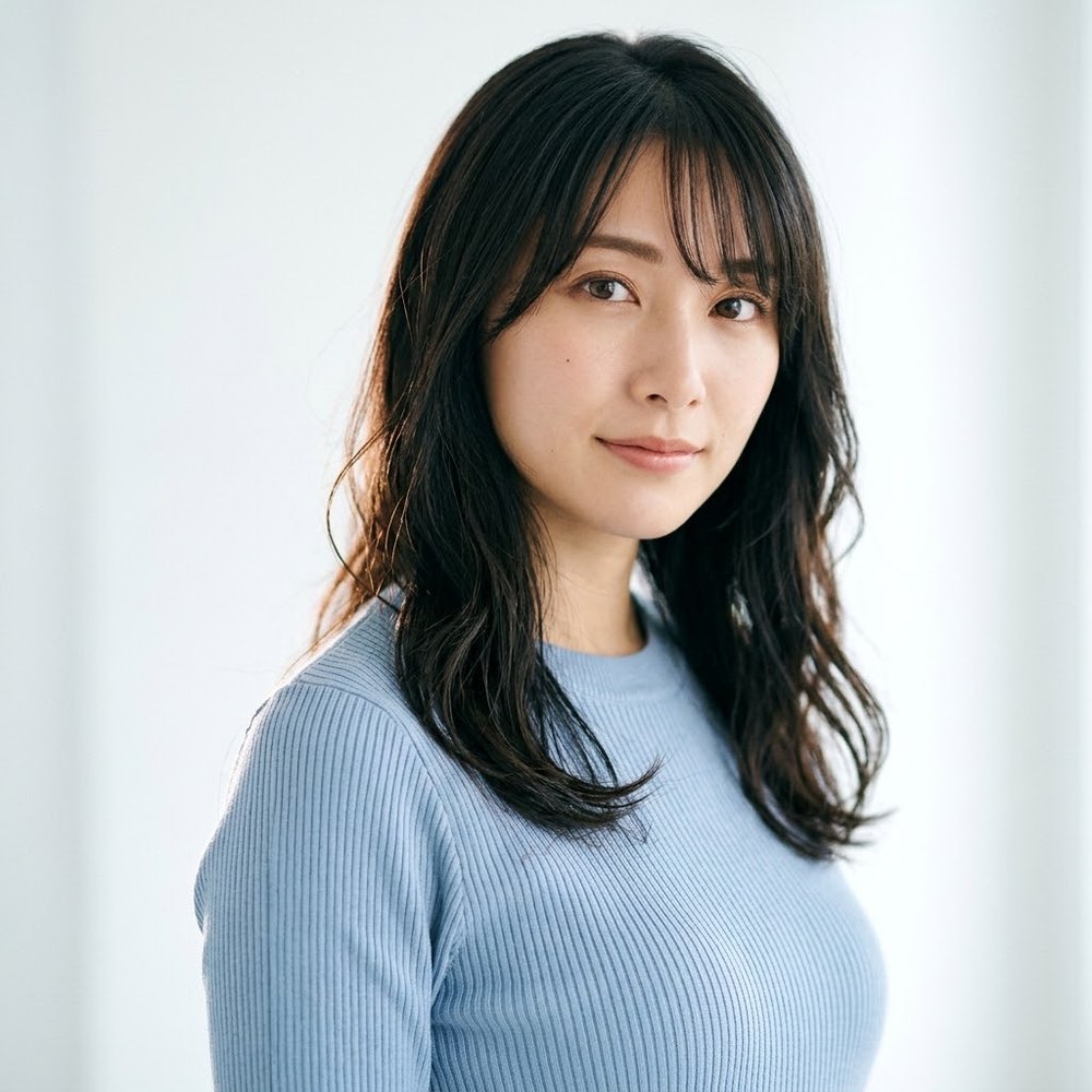 如月 冴子(さえこ)の透明感あふれる美肌と瞳のバストアップ写真