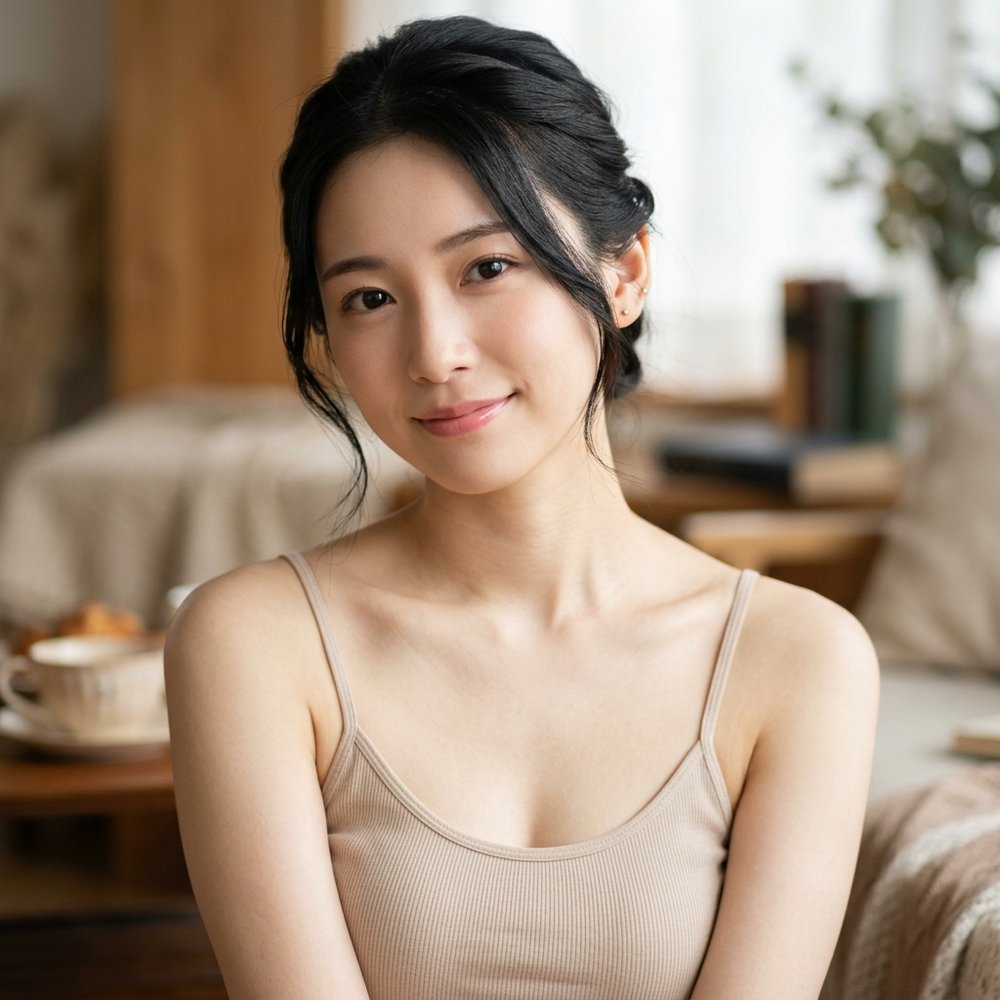 透明感あふれる美肌と瞳のバストアップ基準画像