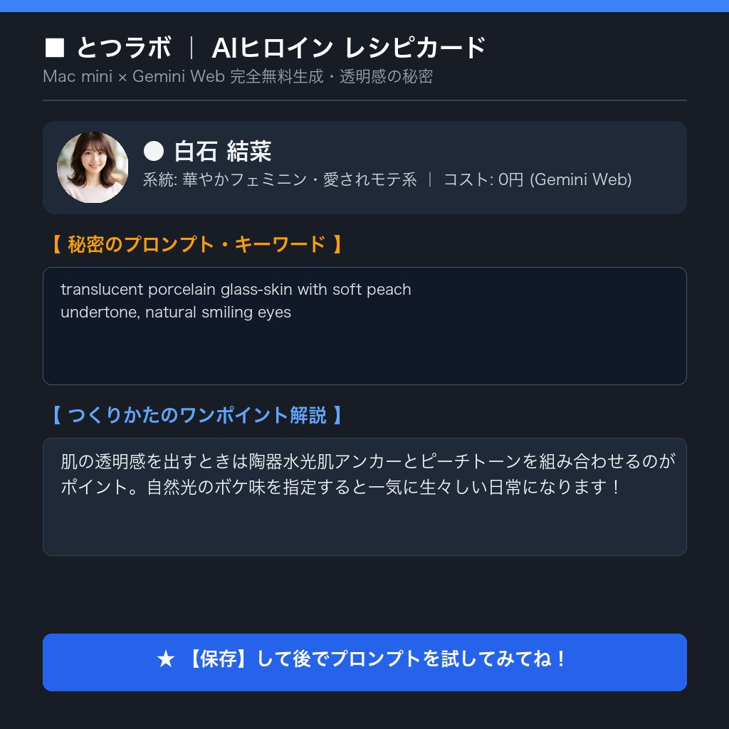 白石 結菜(ゆいな)のつくりかたレシピカード(Instagram保存用)