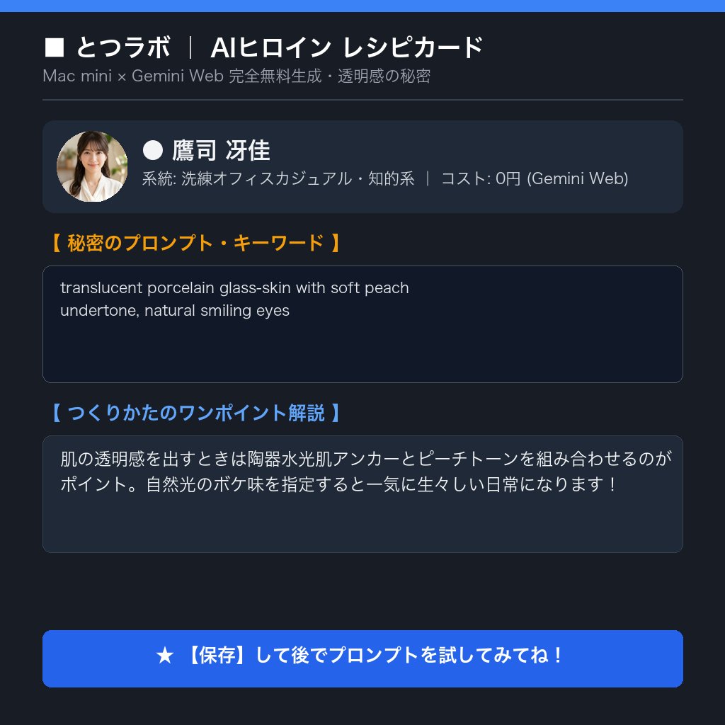 鷹司 冴佳（さえか）のつくりかたレシピカード（Instagram保存用）