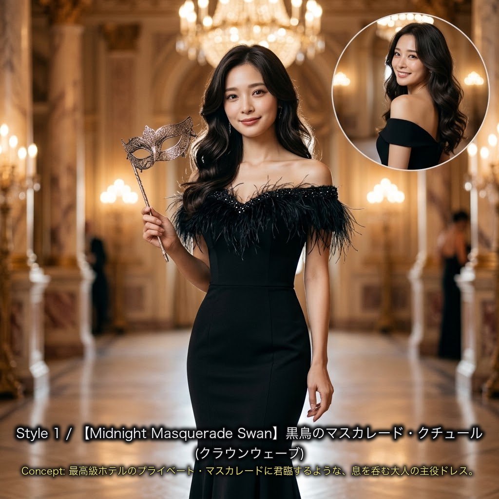 如月 冴子(さえこ) Style 1: 黒鳥のマスカレード・クチュール